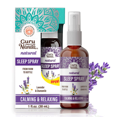 GuruNanda Sleep Spray (1 Fl oz) - 100% Pure & Natural Blend of Lavender Chamomile & Aromatherapy Essential Oils - Supports Calm & Relaxed Rest - Bedtime Mist for Bed Pillows or Linen