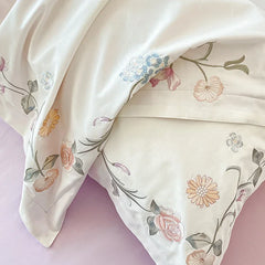 Transform Your Bedroom with Effortless Elegance 4-Piece Embroidered Cotton Bedding Set