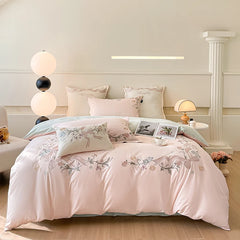 Transform Your Bedroom with Effortless Elegance 4-Piece Embroidered Cotton Bedding Set