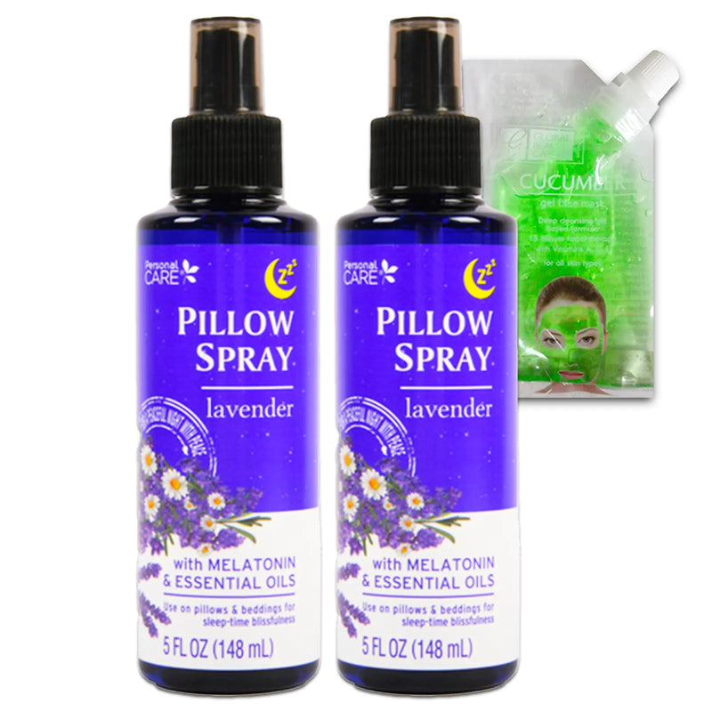 Lavender PIllow Spray for Aromatherapy- Bundle with 2 Lavender Pillow Spray Bottles with Essential Oils Plus Face Mask | Essential Oil Pillow Spray